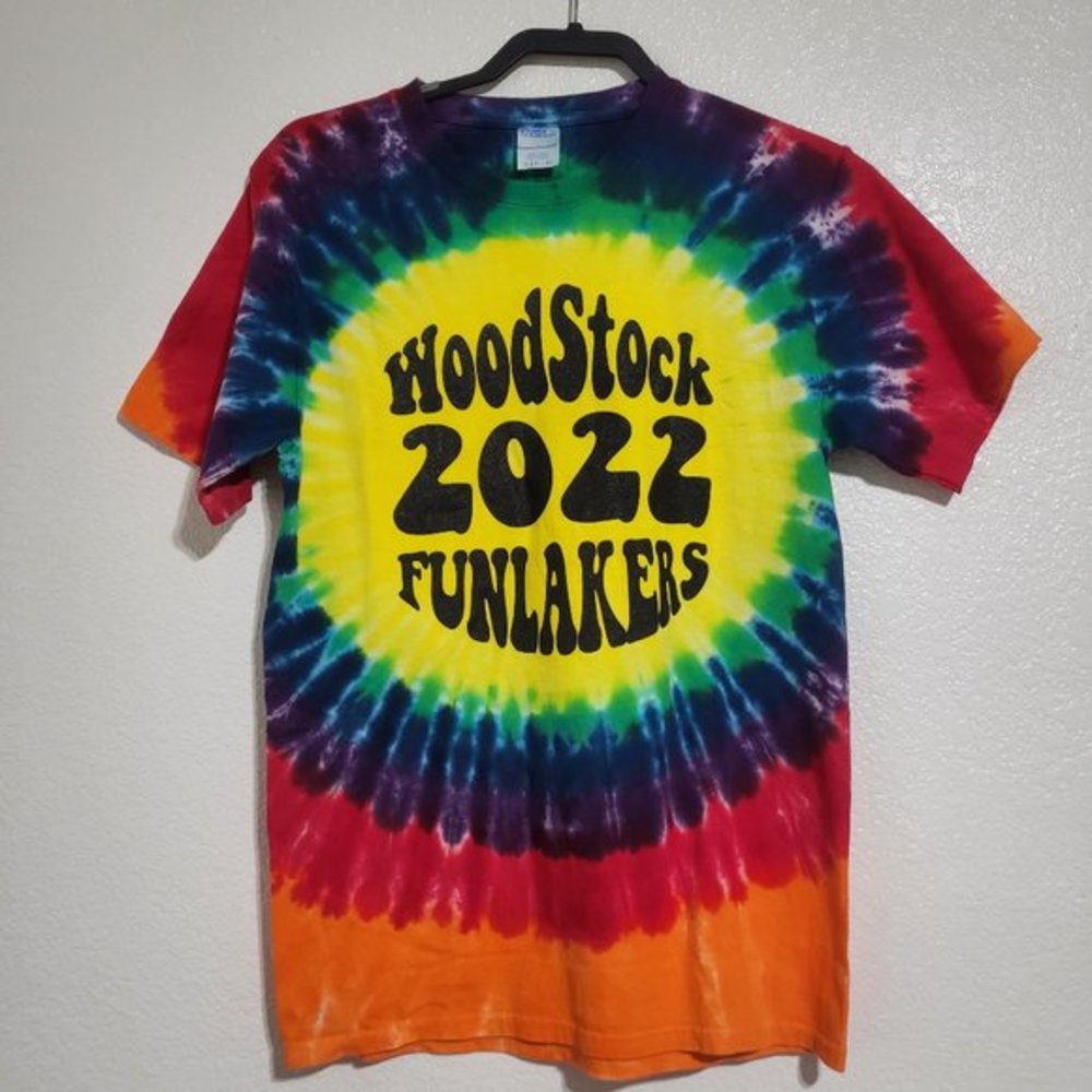 Woodstock 2022 Funlakers Tie Dye Concert Tee Shirt Short Sleeves - Picture 5 of 5